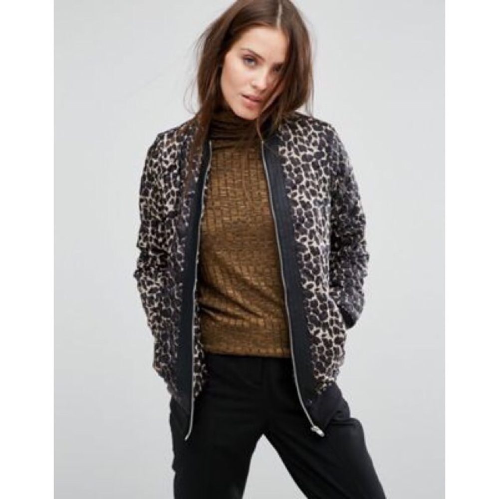 ASOS vero moda black leopard print bomber jacket